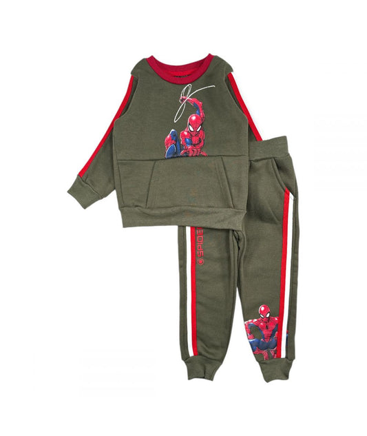 Ensemble Spiderman sweat et jogging - kaki