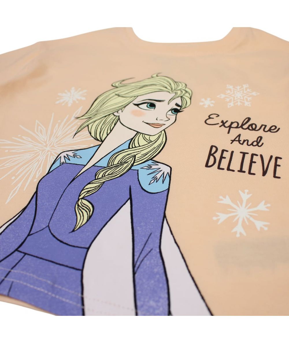 Ensemble La Reine des Neiges tee-shirt et short - abricot