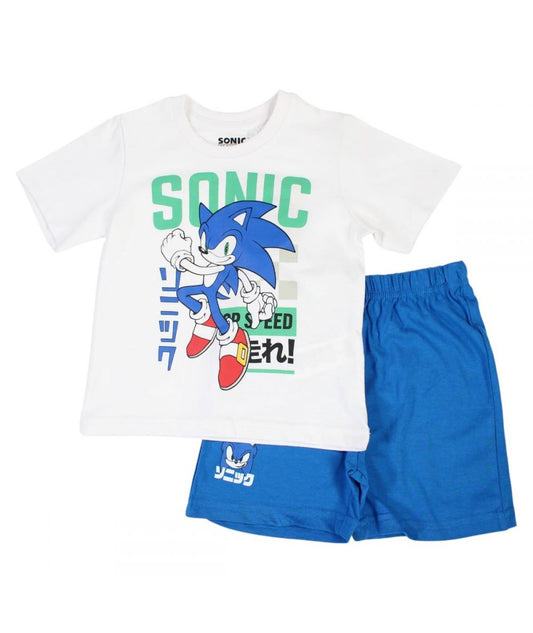 Ensemble Sonic tee-shirt et short - blanc et bleu
