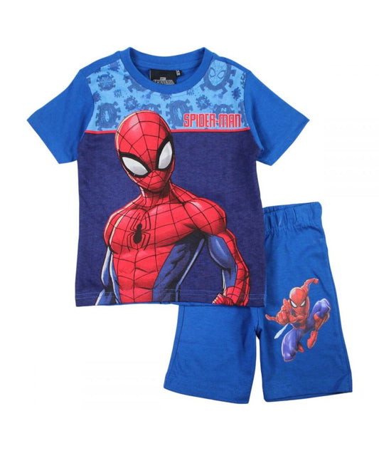 Ensemble Spiderman tee-shirt et short - bleu