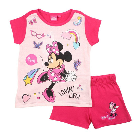 Ensemble Minnie tee-shirt et short - rose et fushia
