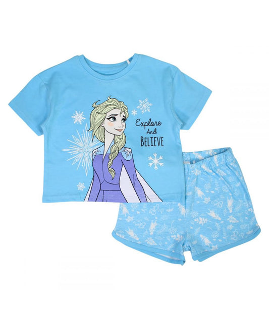 Ensemble La Reine des Neiges tee-shirt et short - bleu