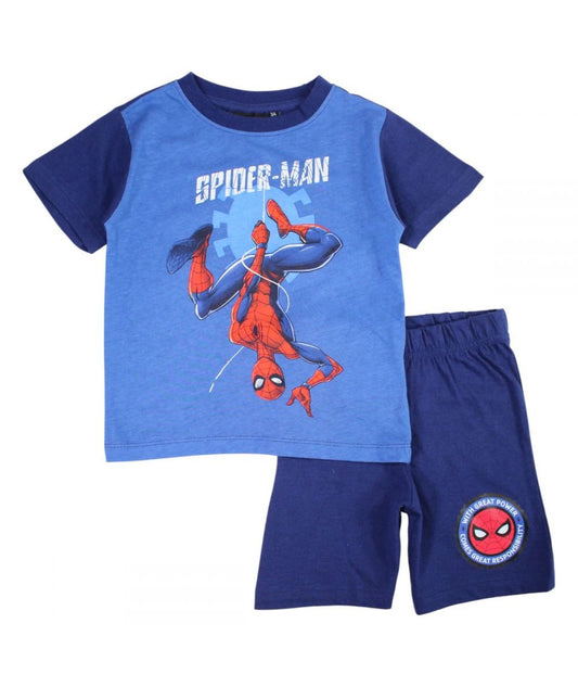 Ensemble Spiderman tee-shirt et short - bleu