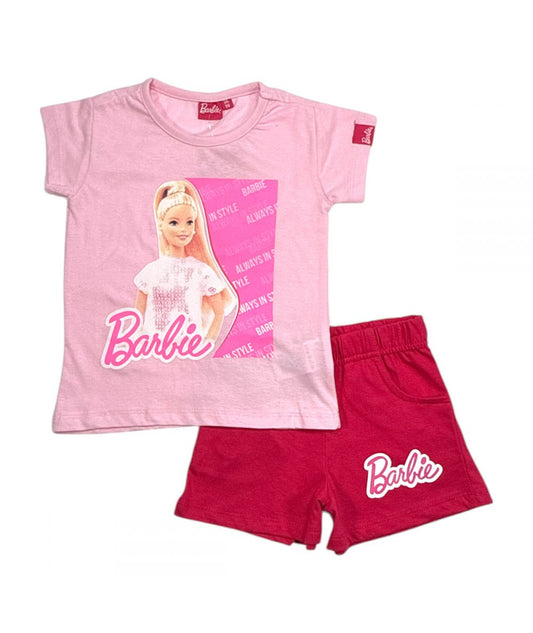 Ensemble Barbie tee-shirt et short - rose et rouge
