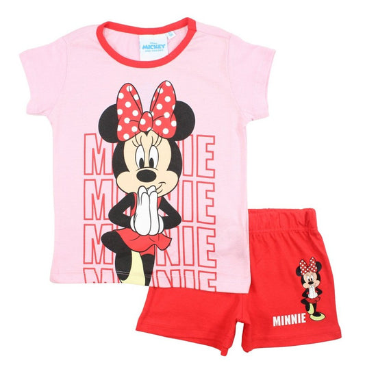 Ensemble Minnie tee-shirt et short - rouge et rose