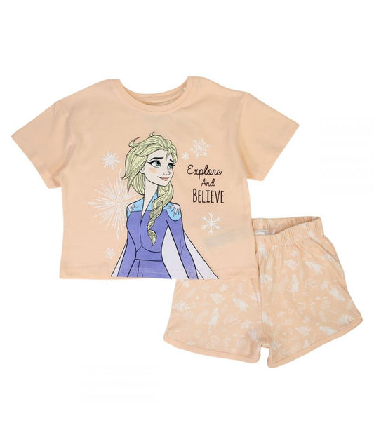 Ensemble La Reine des Neiges tee-shirt et short - abricot