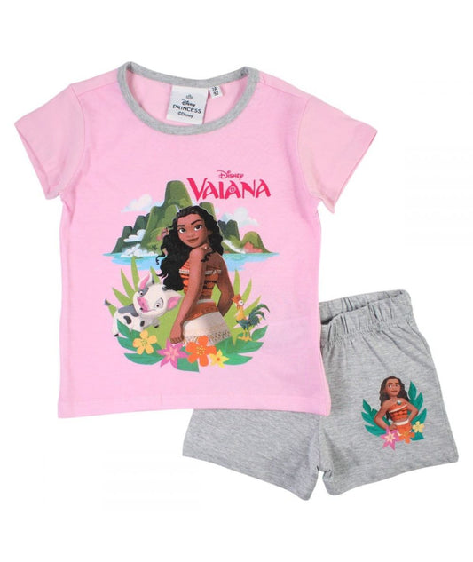 Ensemble Vaiana tee-shirt et short - gris et rose