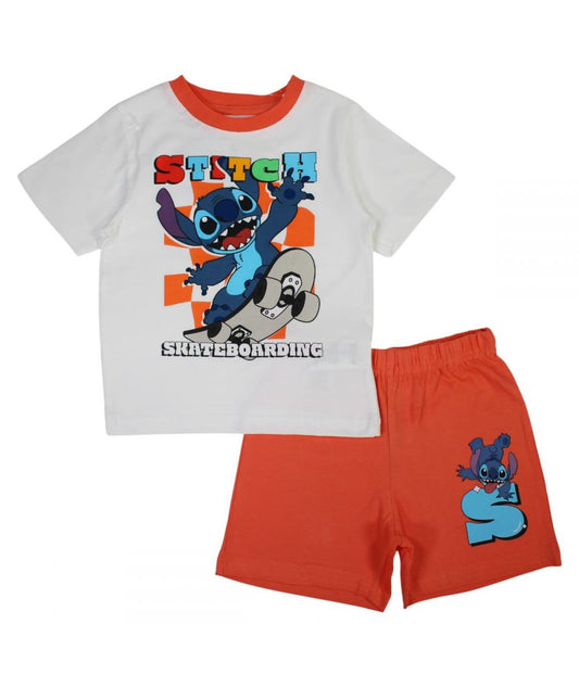 Ensemble Stitch tee-shirt et short - orange et blanc