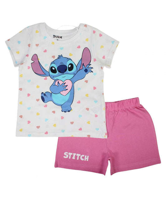 Ensemble Stitch tee-shirt et short - rose et blanc