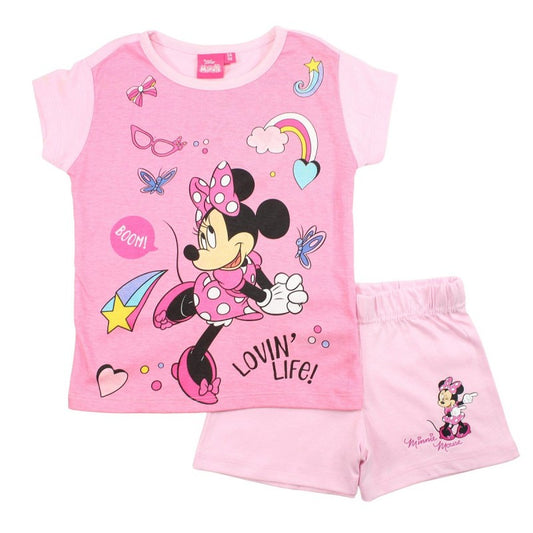 Ensemble Minnie tee-shirt et short - rose clair