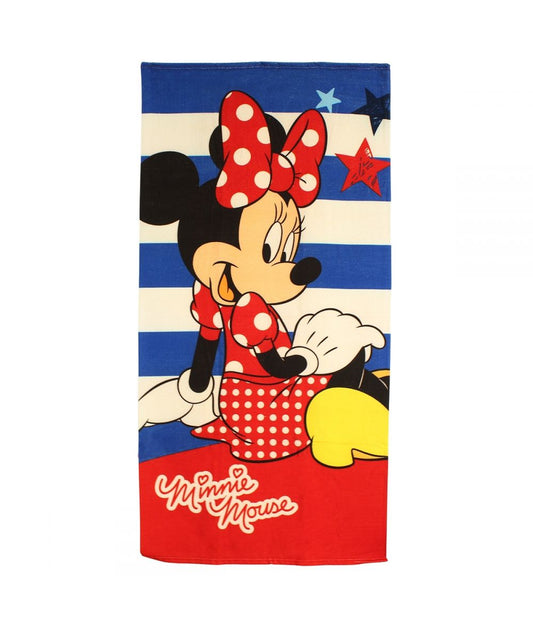 Serviette de plage Minnie - rouge et bleu