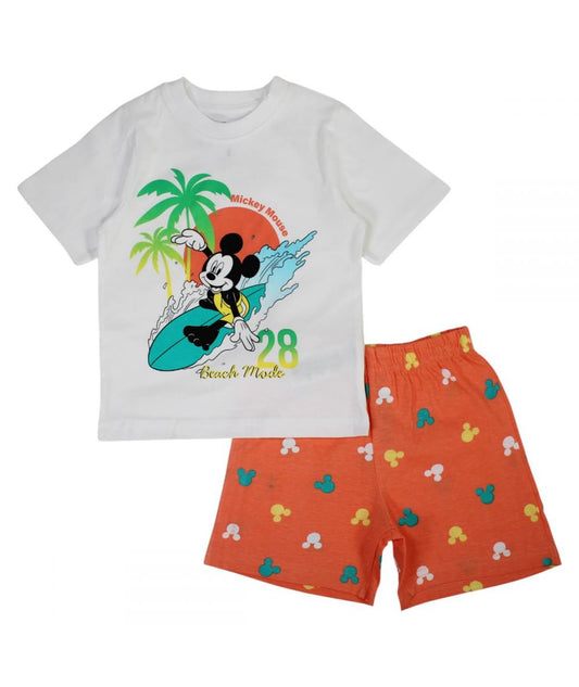 Ensemble Mickey tee-shirt et short - blanc et orange