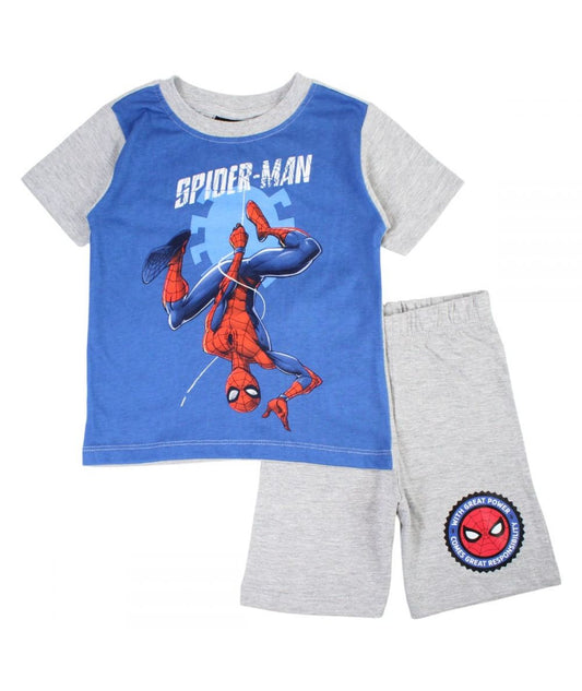 Ensemble Spiderman tee-shirt et short - gris et bleu